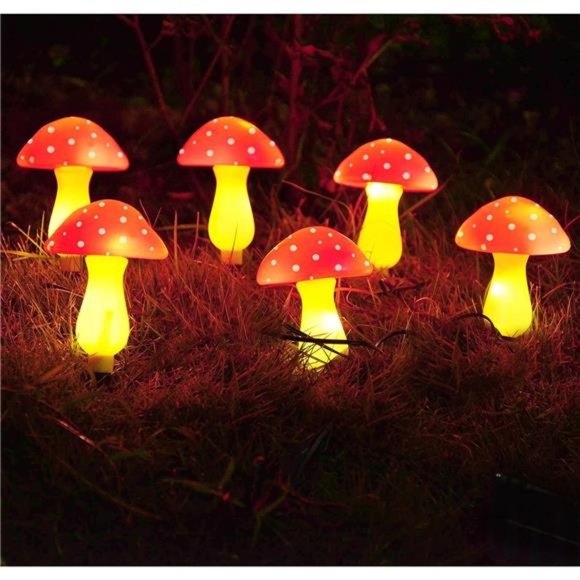 New Upgraded Waterproof Solar Mushroom Lights Outdoor Decor, 8 Modes for Garden - Picture 5 of 7